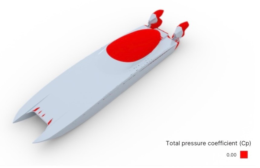 CFD total pressure regions on the Platinum 428 canopy and tunnel