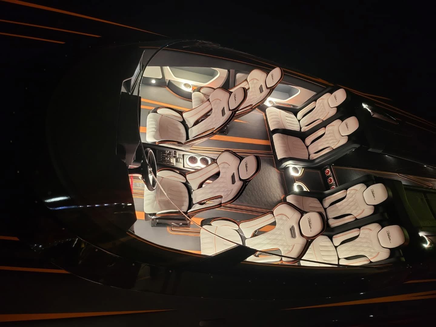 Platinum 428 cockpit glowing with LED lighting at night