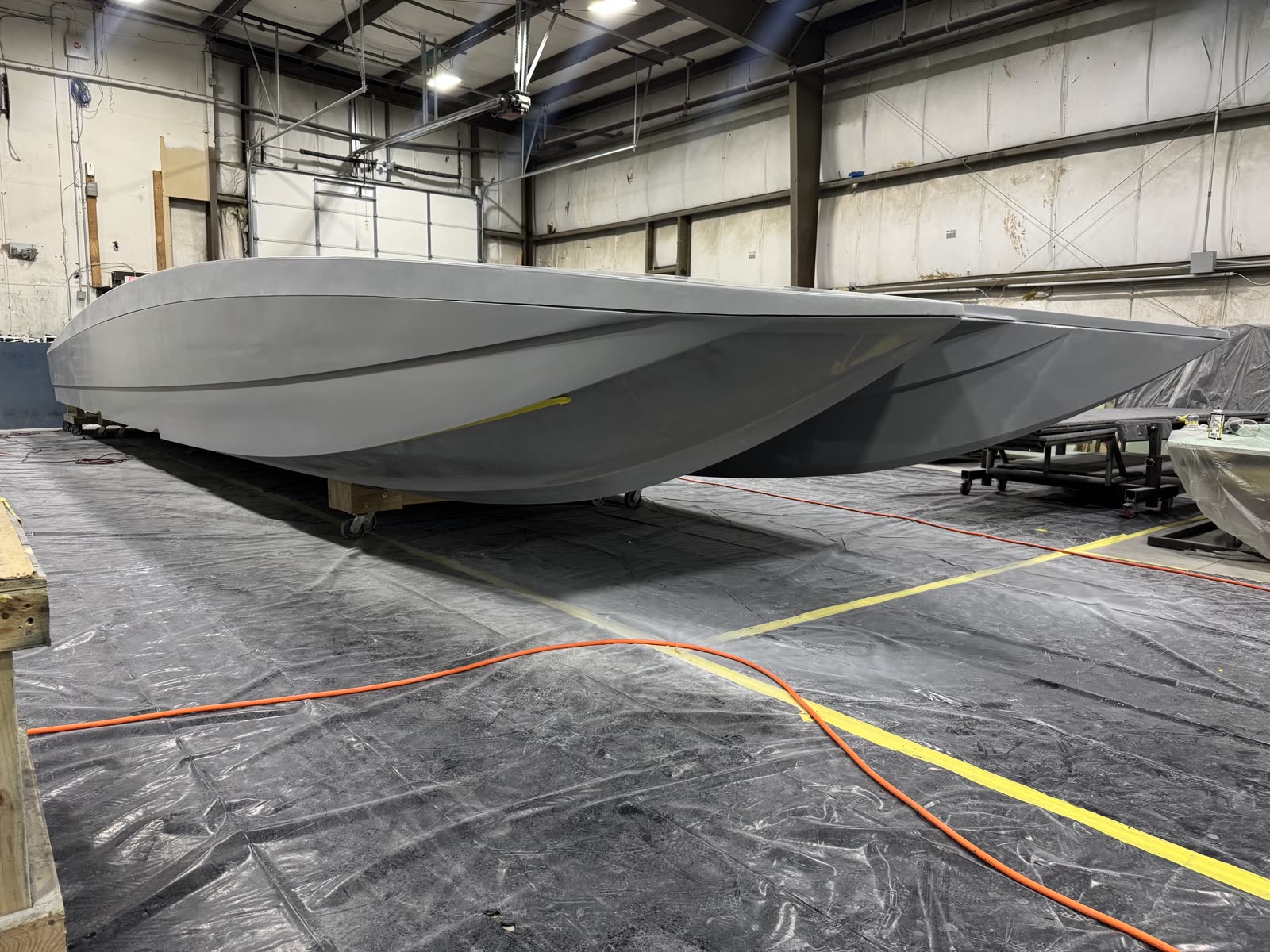 Faired 428 hull in primer