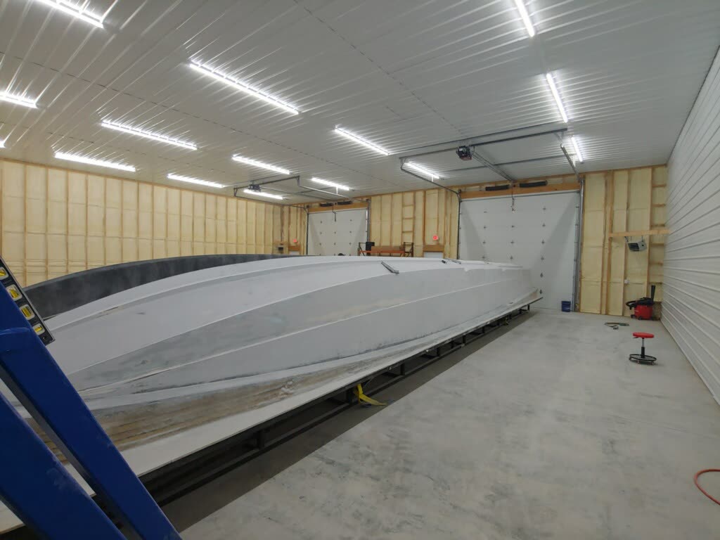Completed carbon hull awaiting rigging