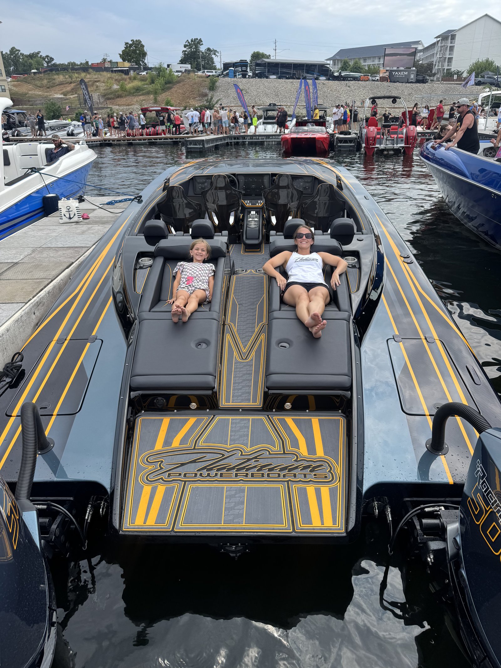 Platinum 428 power sun-lounges in use at a poker run