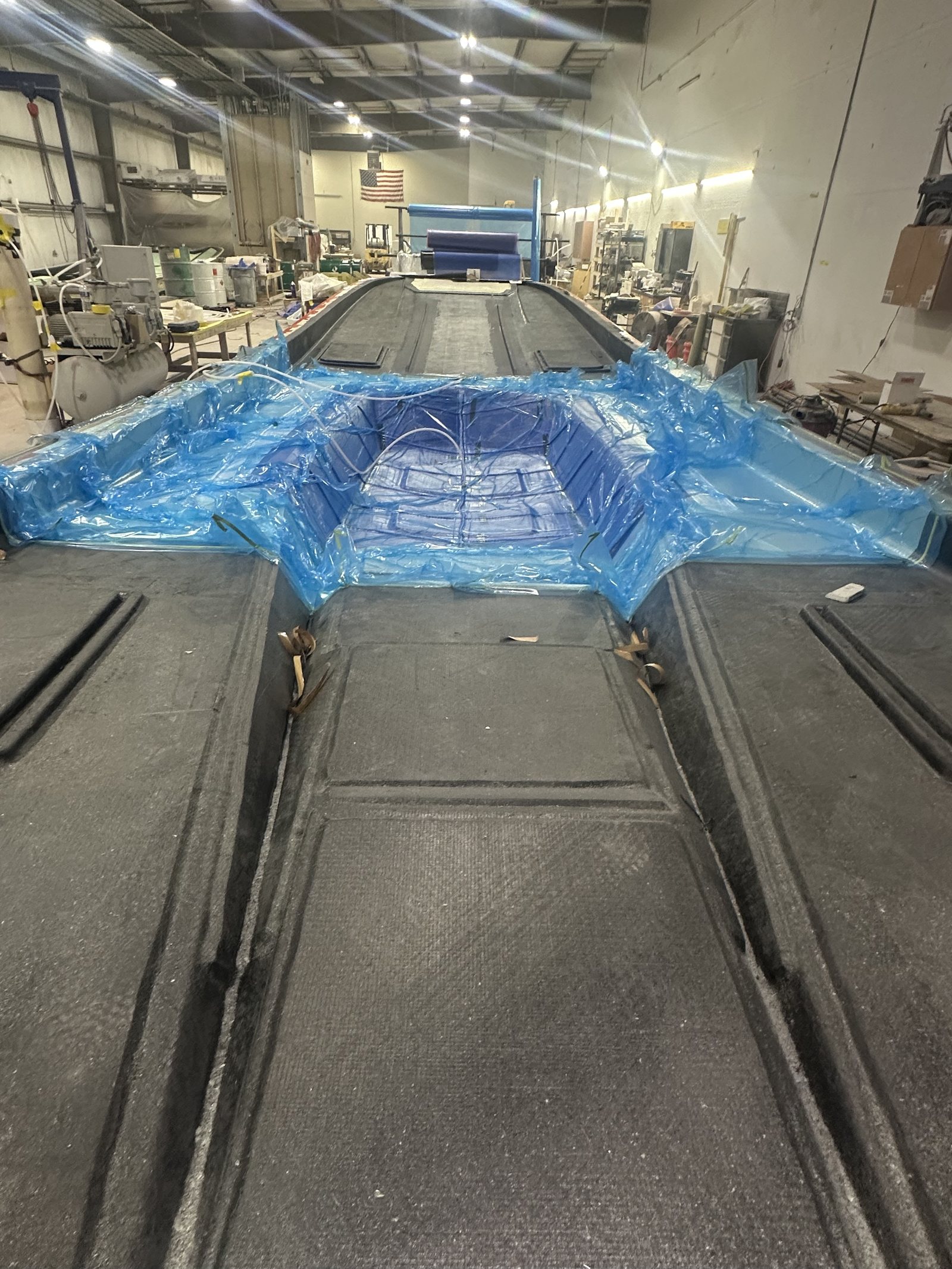 Race deck under vacuum during resin infusion