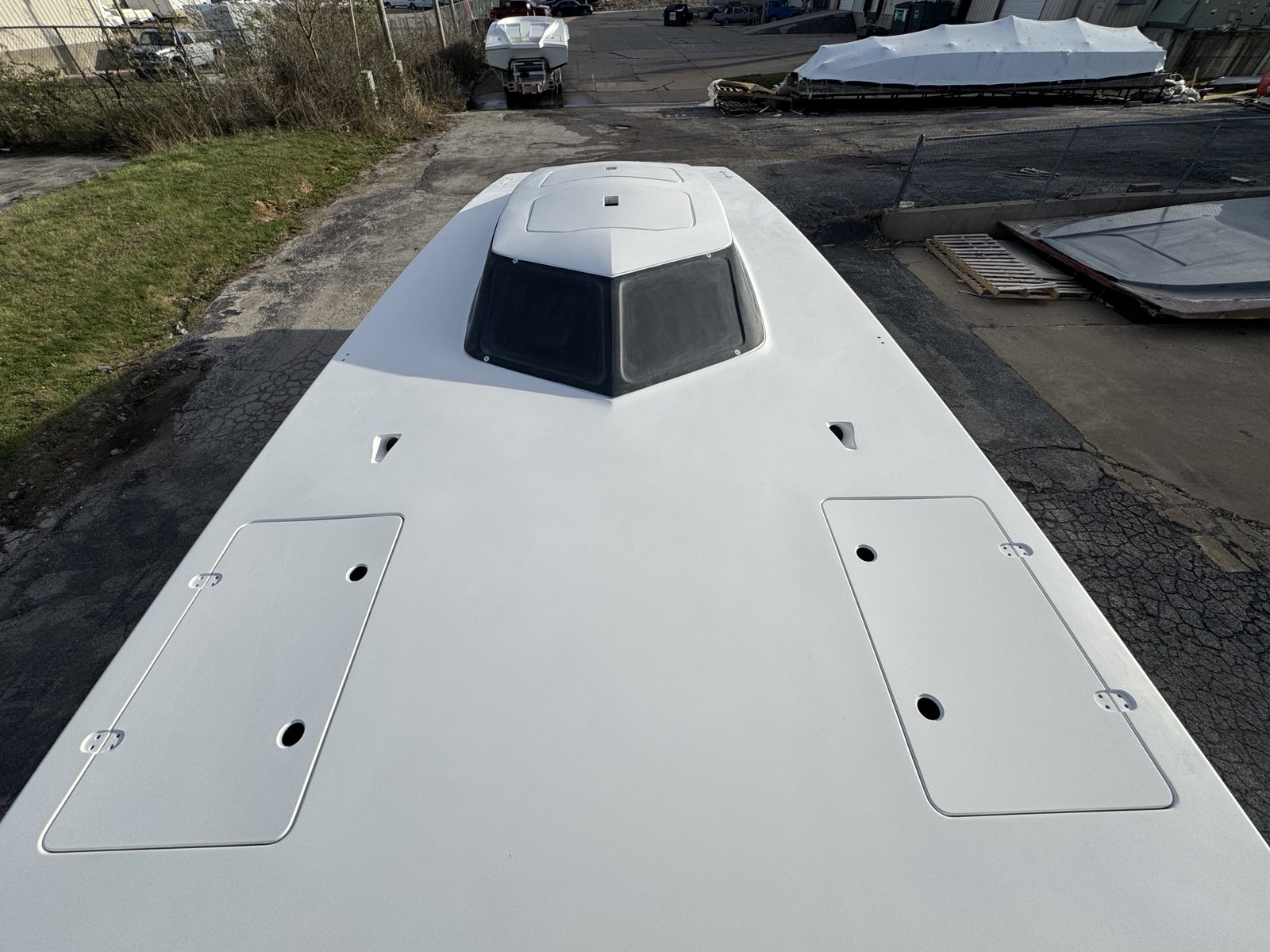 428 R deck in primer with canopy opening and hatches